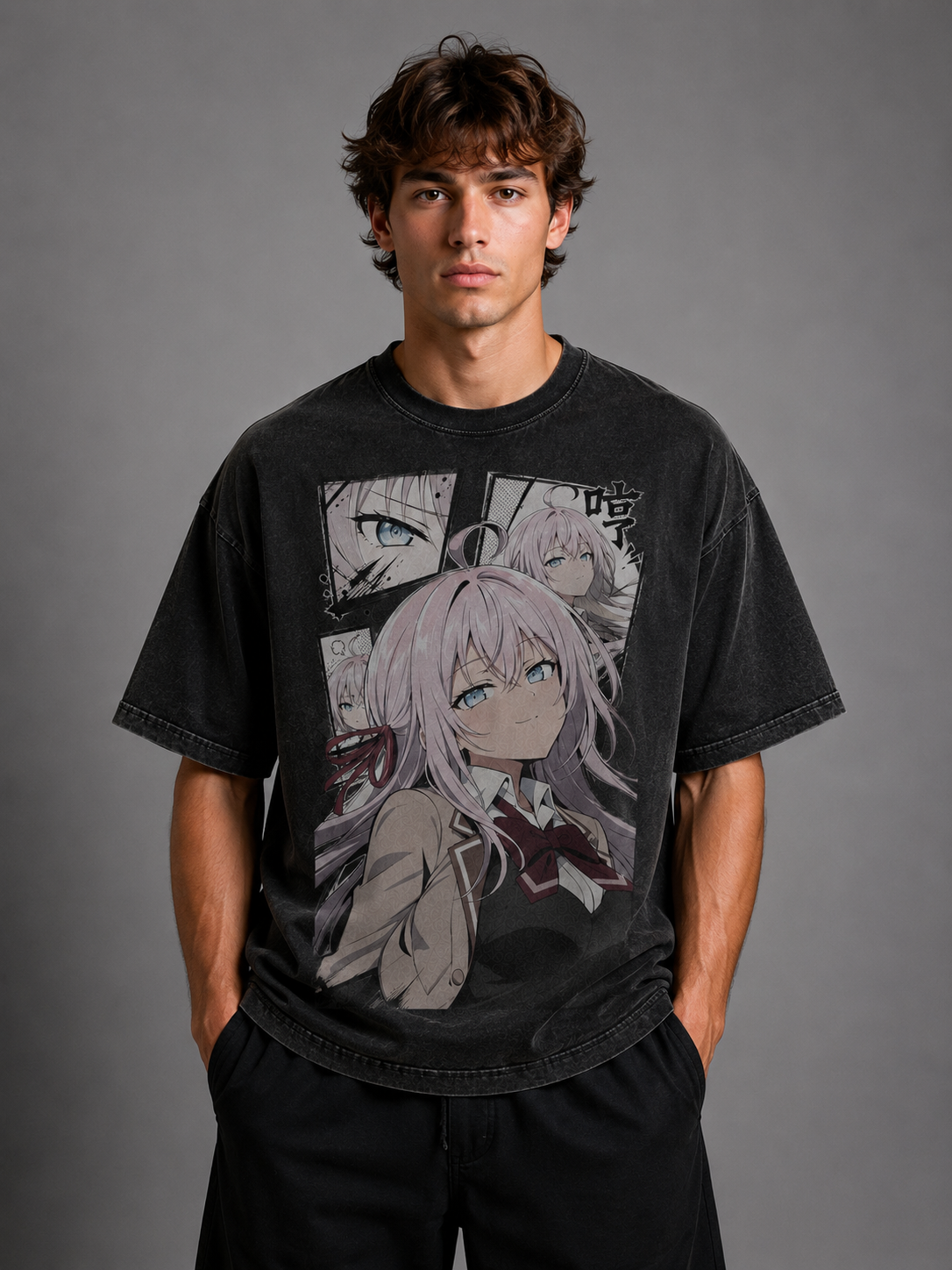 Oversized Graphic Print T-Shirt – Schoolgirl Waifu Streetwear Tee