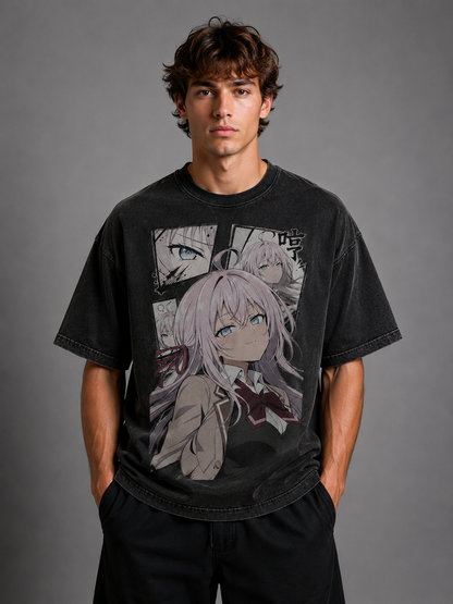 Oversized Graphic Print T-Shirt – Schoolgirl Waifu Streetwear Tee