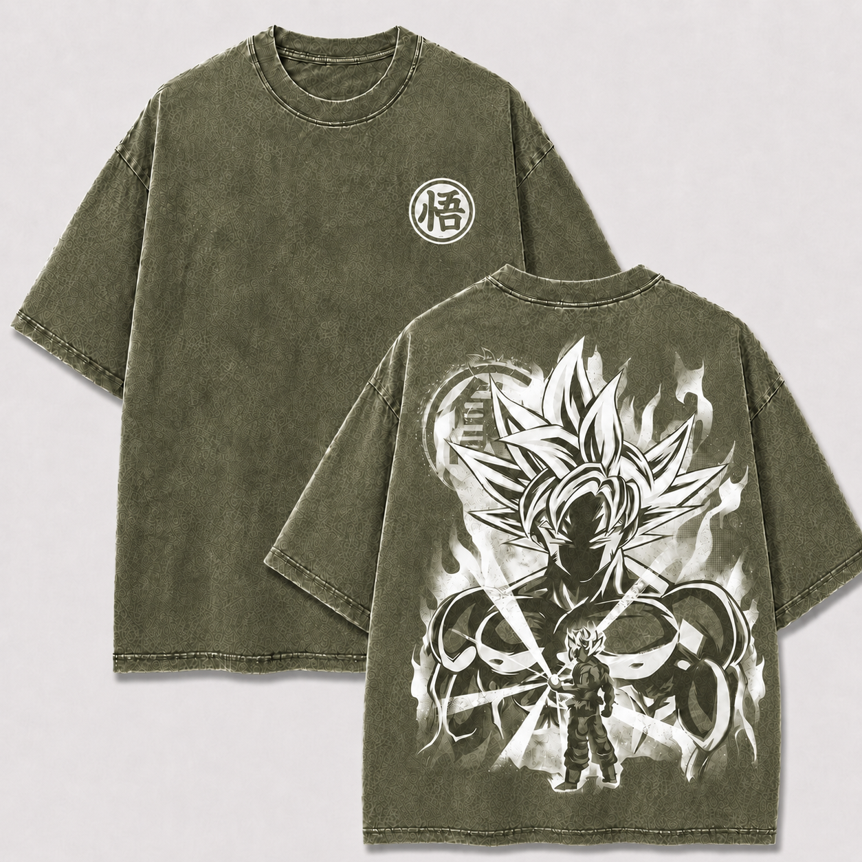 Silver-Haired Aura Warrior Vintage Washed Graphic Tee