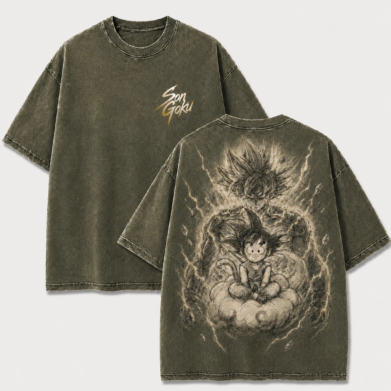 Goku Kid & Adult Vintage Washed Anime T-Shirt
