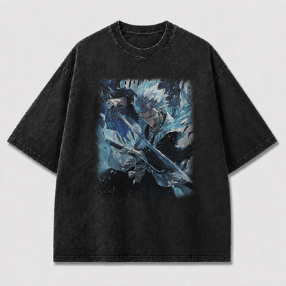 Oversized Frost Blade Warrior Graphic Tee – Streetwear Sword Print Shirt