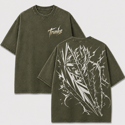 Trunks Sword Strike Vintage Washed Anime T-Shirt