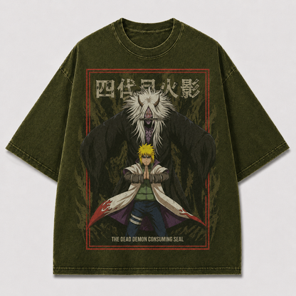 Oversized Streetwear Graphic Tee – Framed Demon Summoning Poster Print
