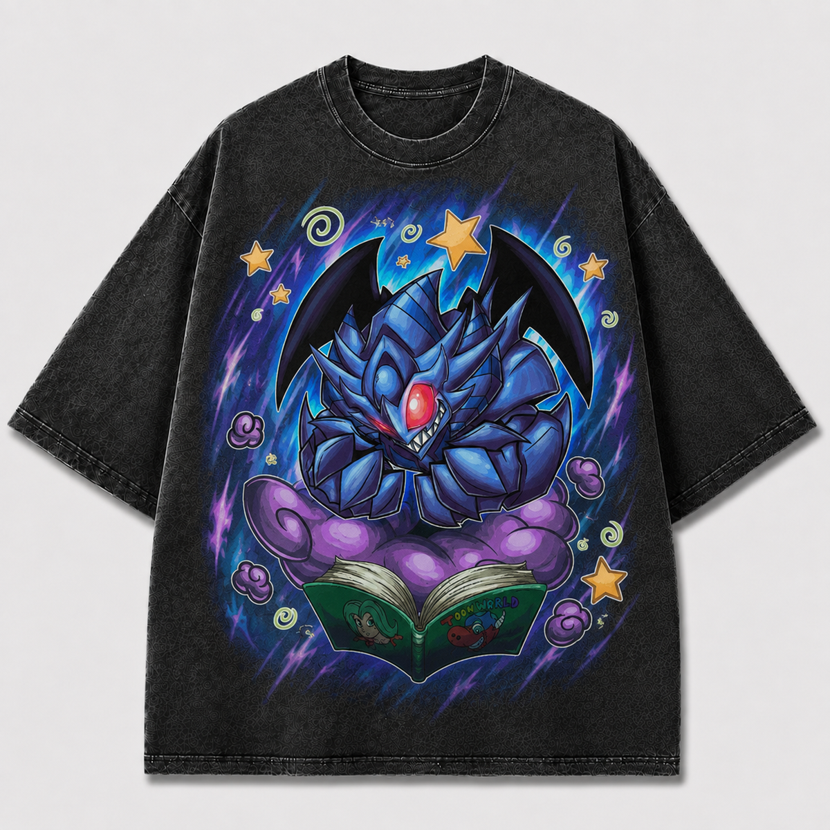 Oversized Shadow Beast Storybook Graphic Tee – Back Print Top
