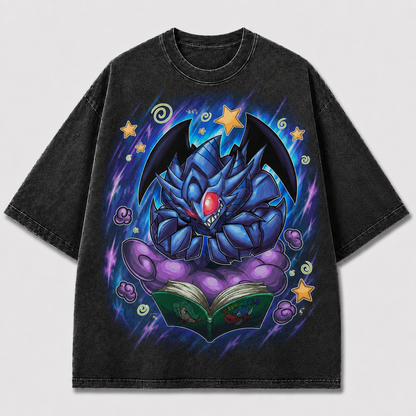 Oversized Shadow Beast Storybook Graphic Tee – Back Print Top