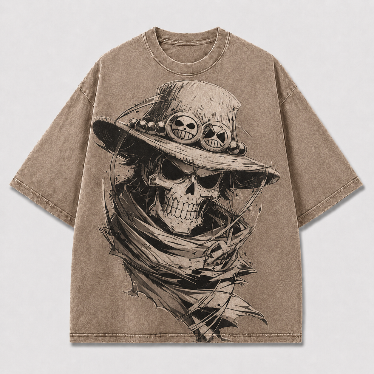 Oversized Streetwear Graphic Tee – Skull Hat Front Print