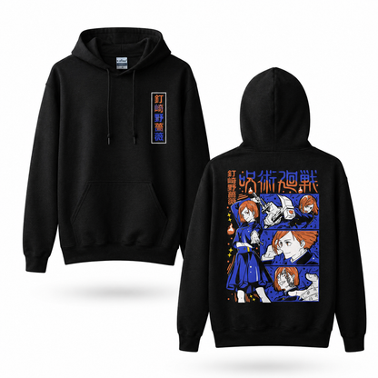 Oversized Streetwear Graphic Hoodie – Blue Comic Panel Grid Print