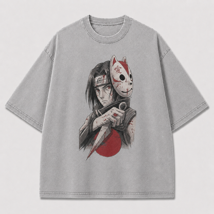 Oversized Streetwear Graphic Tee – Fox Mask Blade Portrait Print