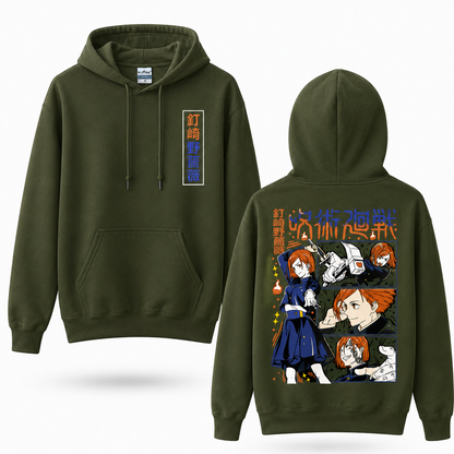Oversized Streetwear Graphic Hoodie – Blue Comic Panel Grid Print