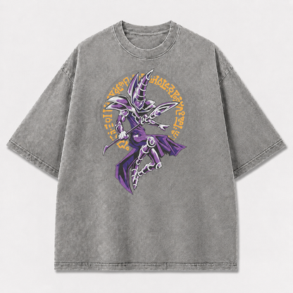 Oversized Dark Sorcerer Graphic Tee – Fantasy Circle Print Top