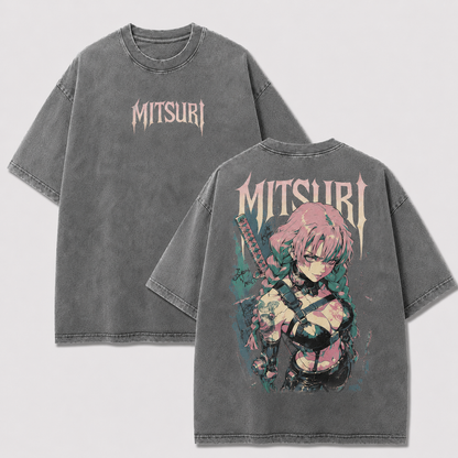 Pink & Green Braided Sword Warrior Vintage Washed Graphic Tee