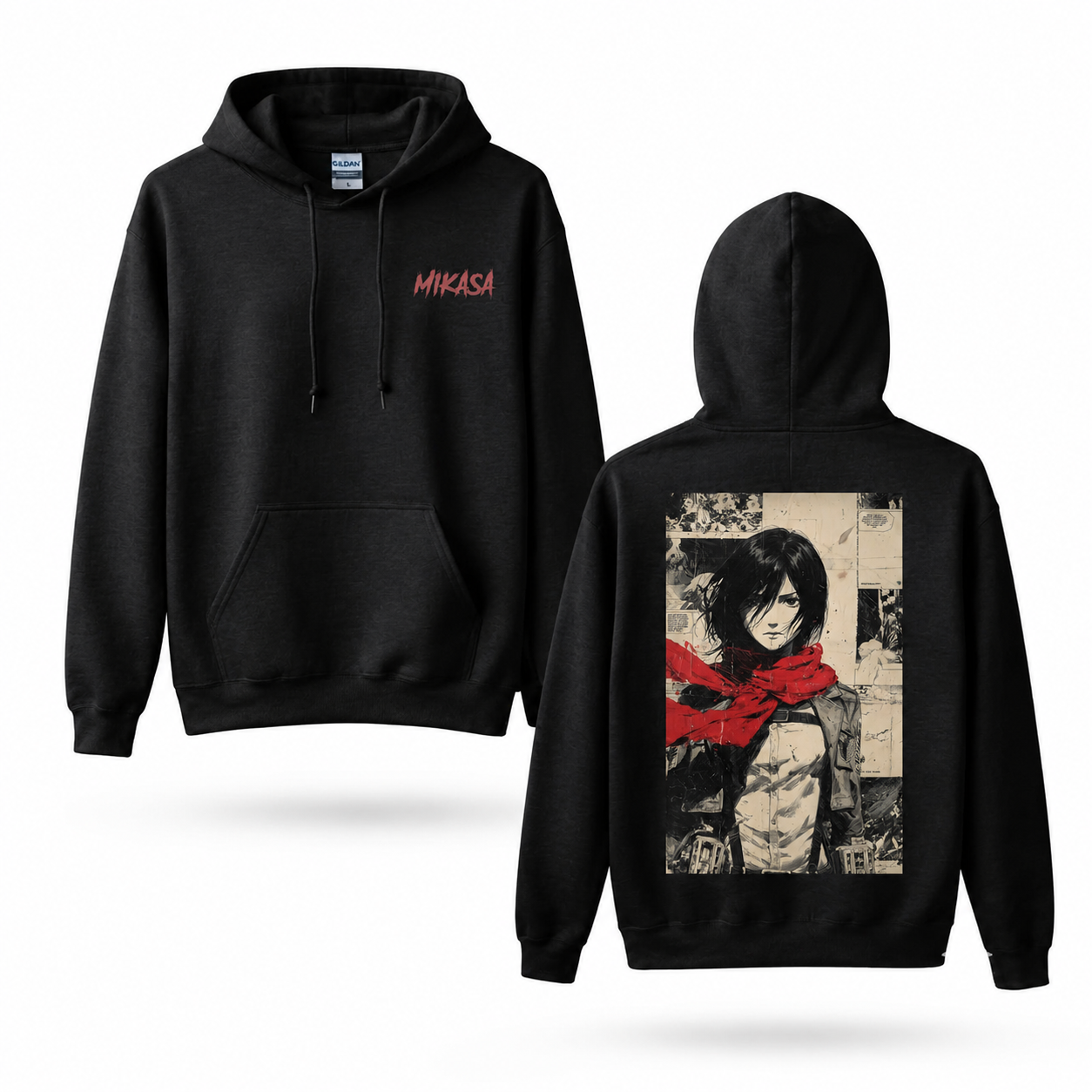 Red Scarf Warrior Manga Collage Graphic Hoodie