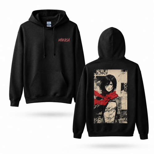 Red Scarf Warrior Manga Collage Graphic Hoodie
