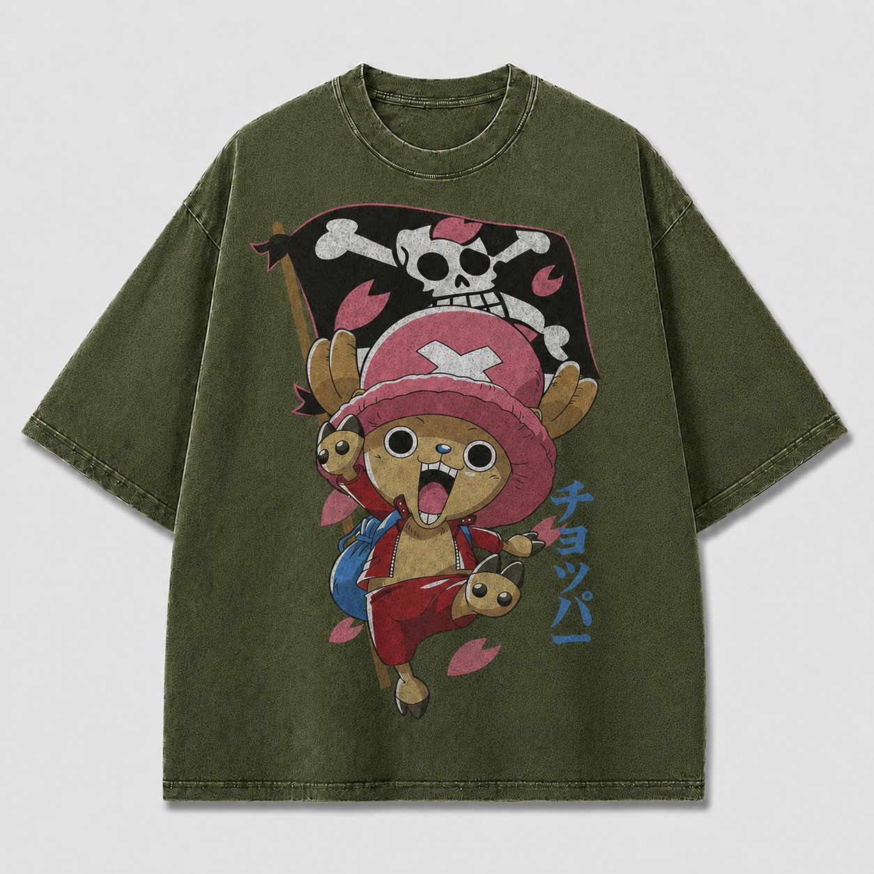 Oversized Streetwear Graphic Tee – Flag Banner Reindeer Mascot Print