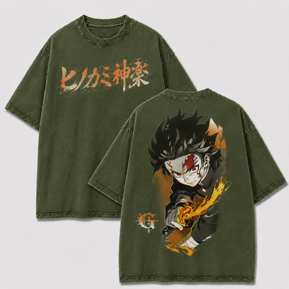 Scarred Flame Blade Warrior Vintage Washed Graphic Tee