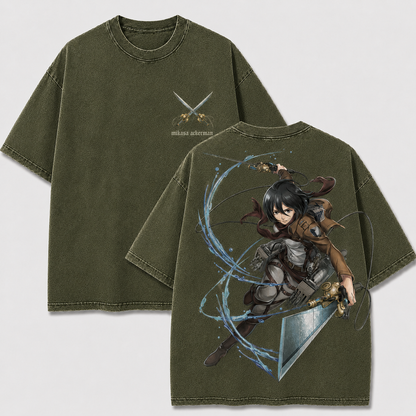 Aerial Dual Blade Scout Warrior Vintage Washed Graphic Tee