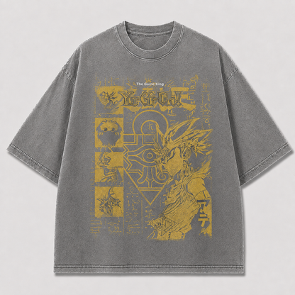 Oversized Poster Collage Graphic Tee – Ancient Symbol Print Top