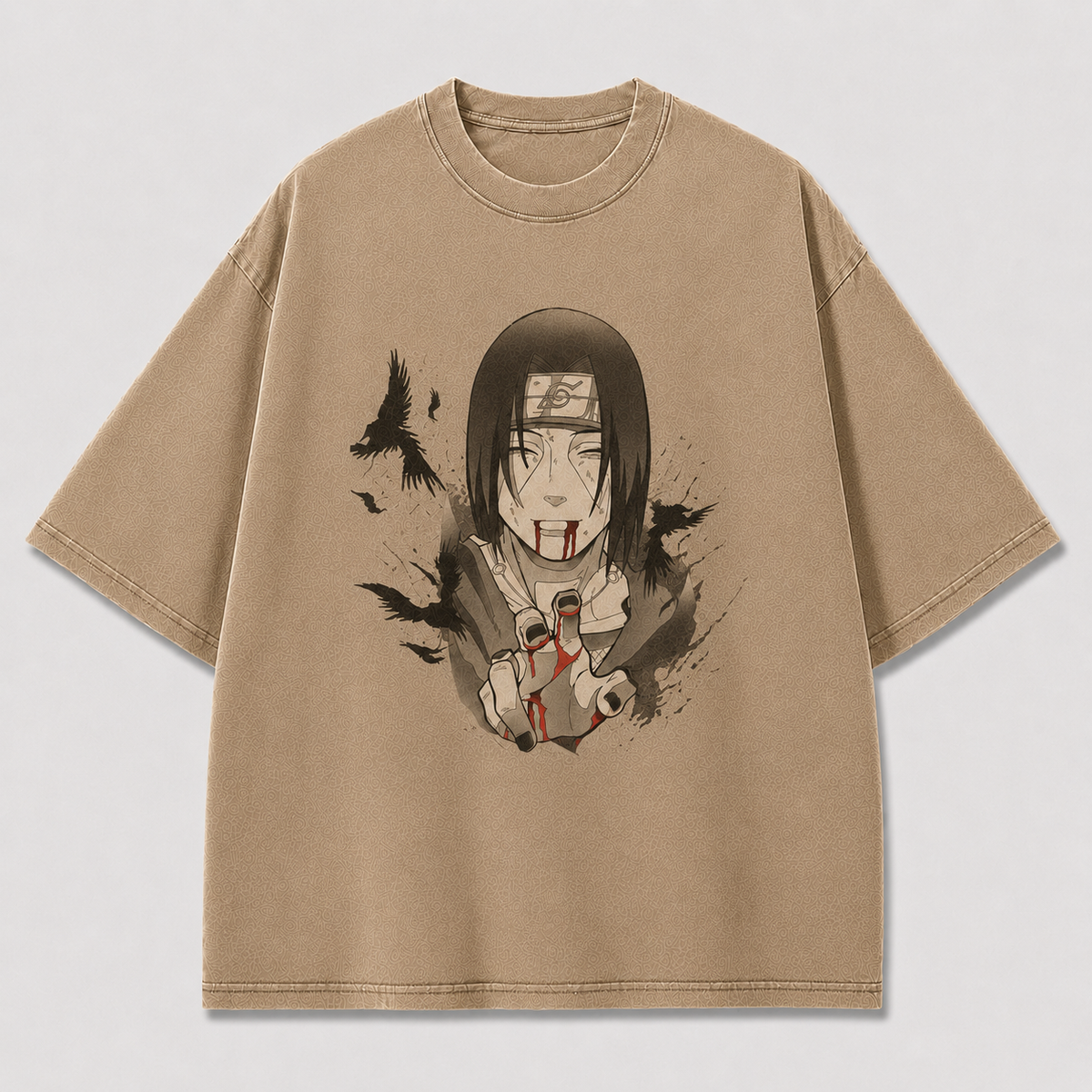 Oversized Streetwear Graphic Tee – Bloodied Peace Sign Portrait Print