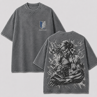 Long-Haired Giant Warrior Vintage Washed Graphic Tee
