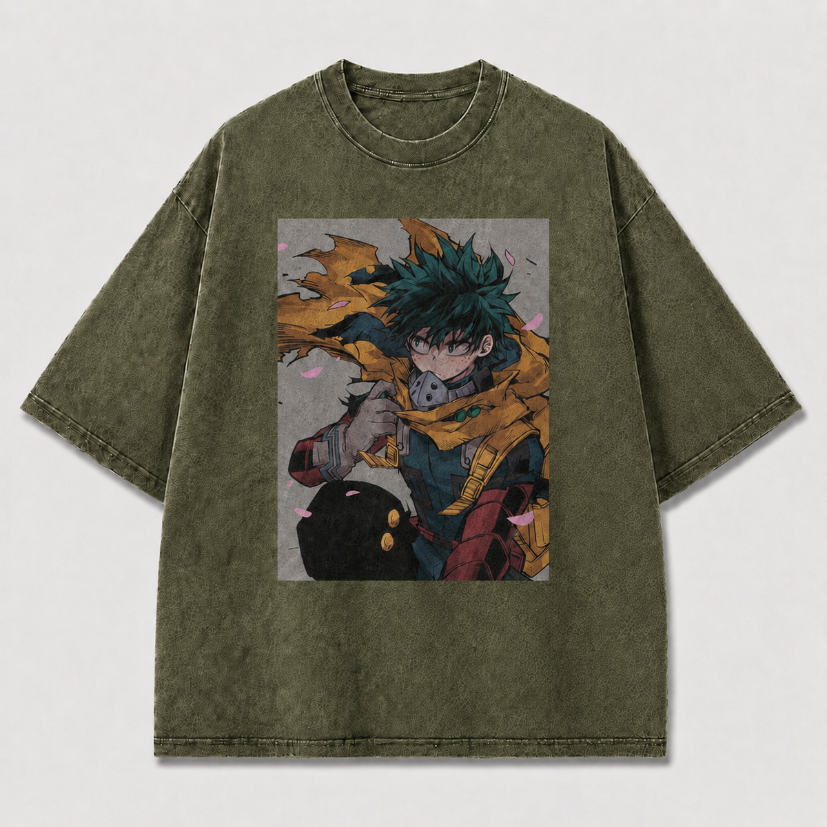 Oversized Windswept Portrait Graphic Tee – Petal Print Top