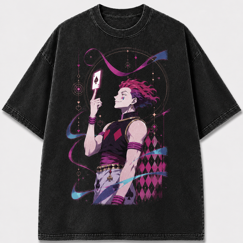 Oversized Card Trickster Graphic Tee – Mystic Print Top