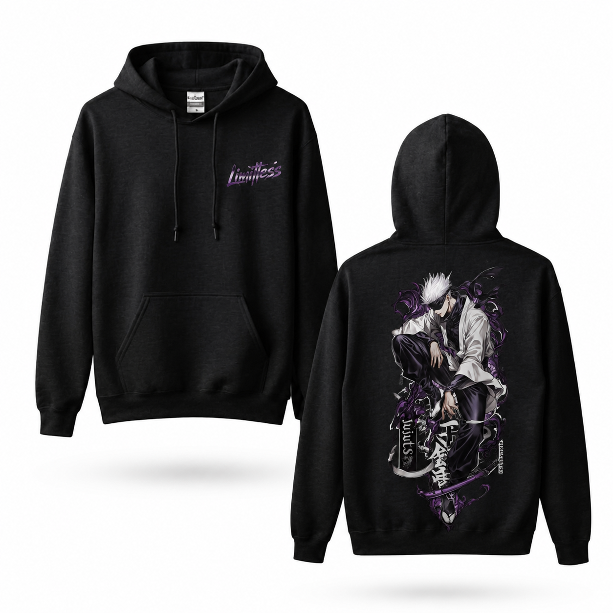Oversized Streetwear Graphic Hoodie – Purple Smoke Crouching Figure Print