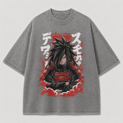 Oversized Streetwear Graphic Tee – Crimson Armor Crossed Arms Print