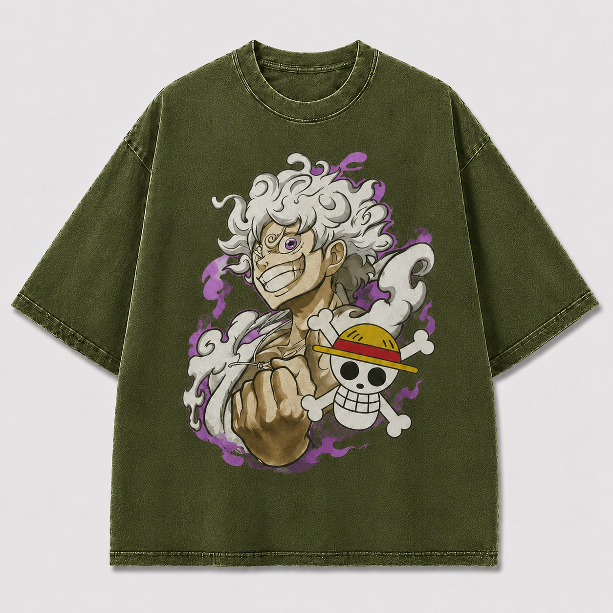 Oversized Streetwear Graphic Tee – Purple Mist Grayscale Portrait Print