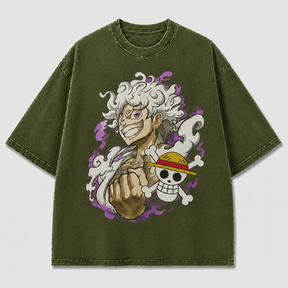 Oversized Streetwear Graphic Tee – Purple Mist Grayscale Portrait Print