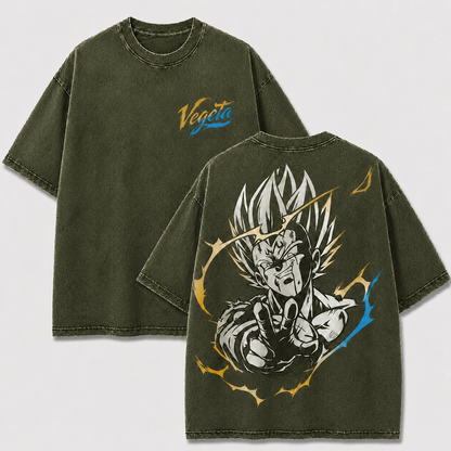 Vegeta Final Warning Vintage Washed Anime T-Shirt
