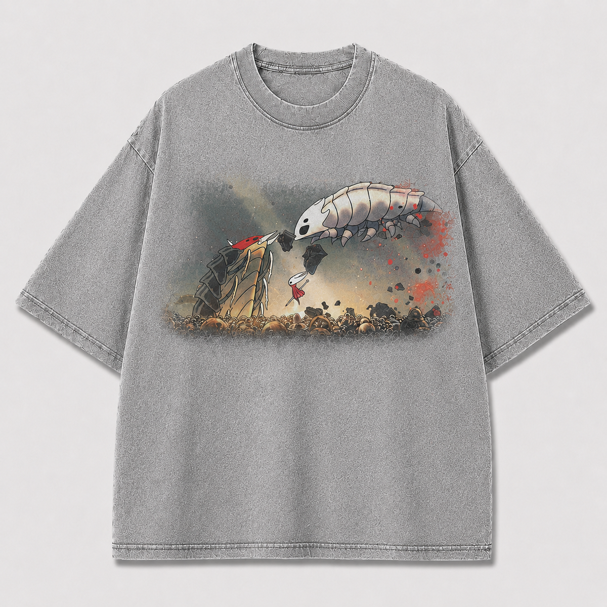 Twin Bug Creatures Landscape Graphic Print Oversized Tee
