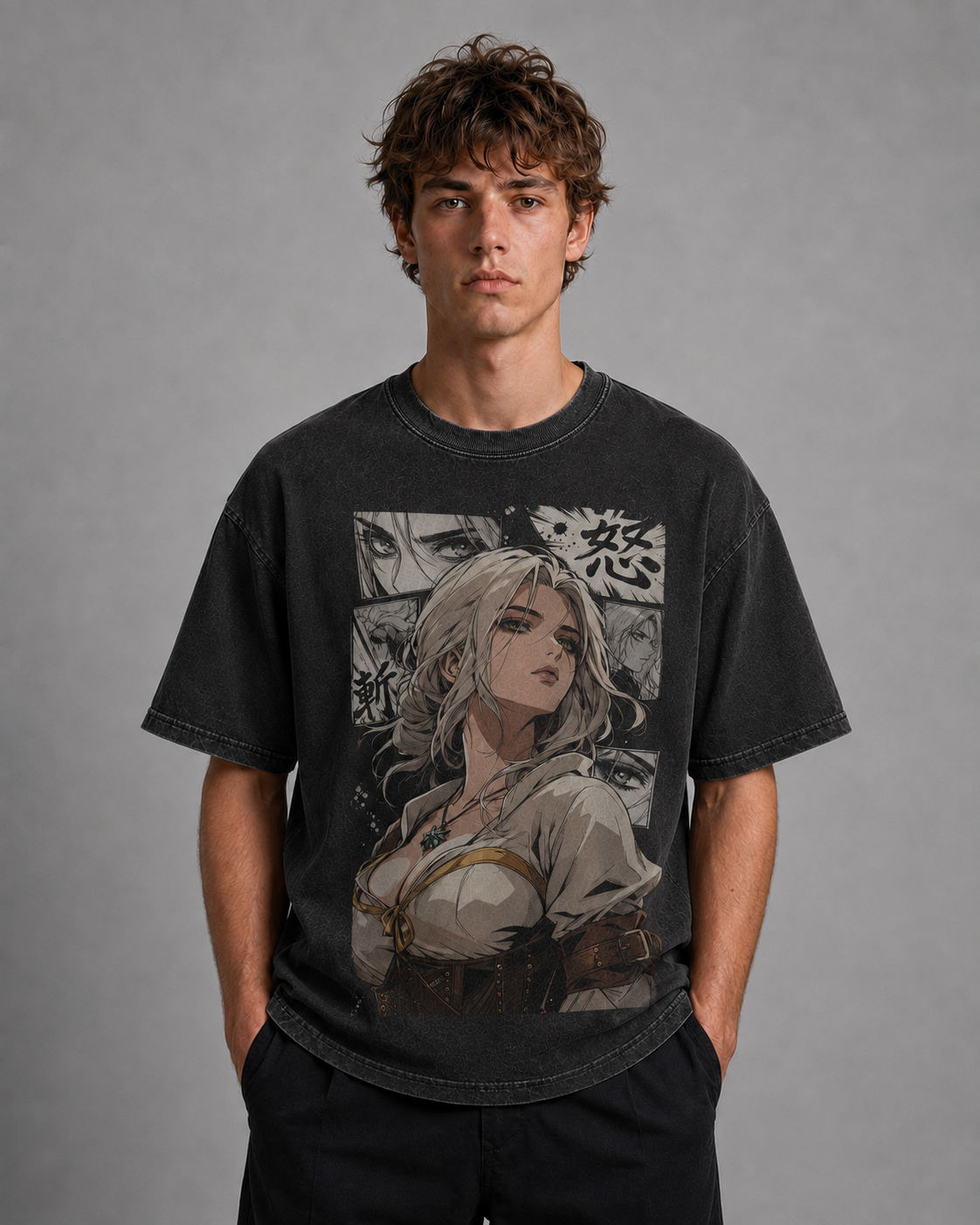 Oversized Graphic Print T-Shirt – Medieval Waifu Streetwear Tee