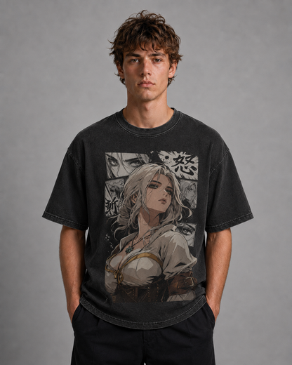Oversized Graphic Print T-Shirt – Medieval Waifu Streetwear Tee