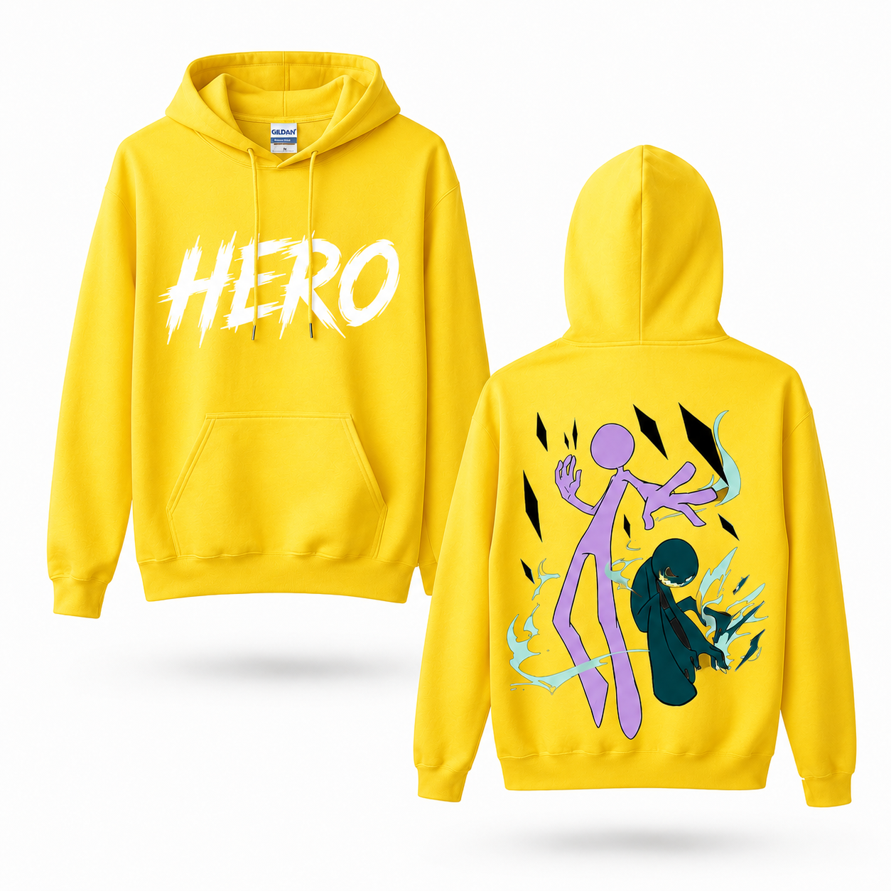 Oversized Streetwear Graphic Hoodie – Minimalist Duo Silhouette Print