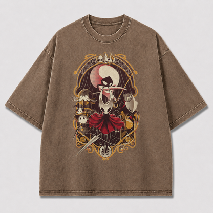 Ornate Frame Needle Warrior Graphic Print Oversized Tee