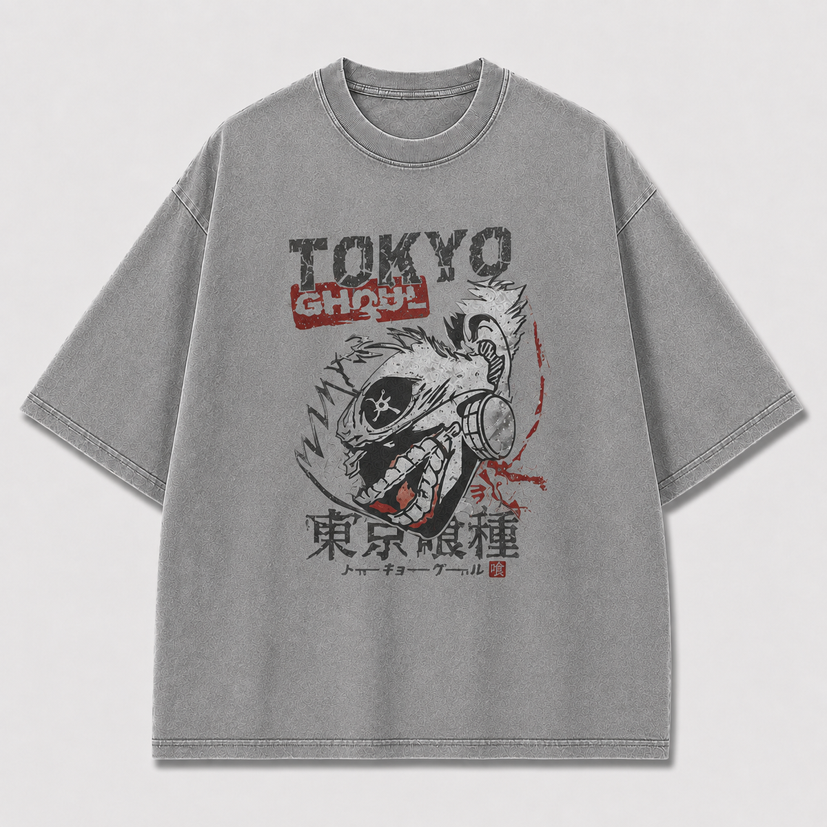 Oversized Monster Skull Graffiti Graphic Tee – Vintage Distressed Streetwear Shirt