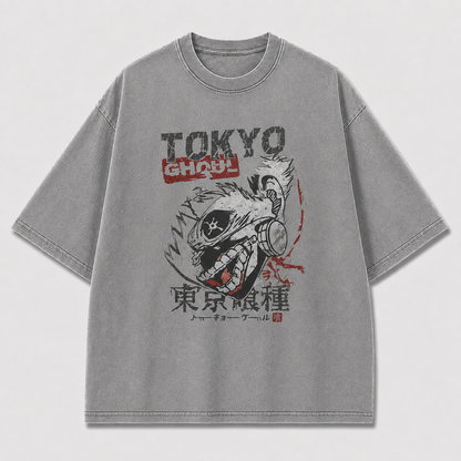 Oversized Monster Skull Graffiti Graphic Tee – Vintage Distressed Streetwear Shirt