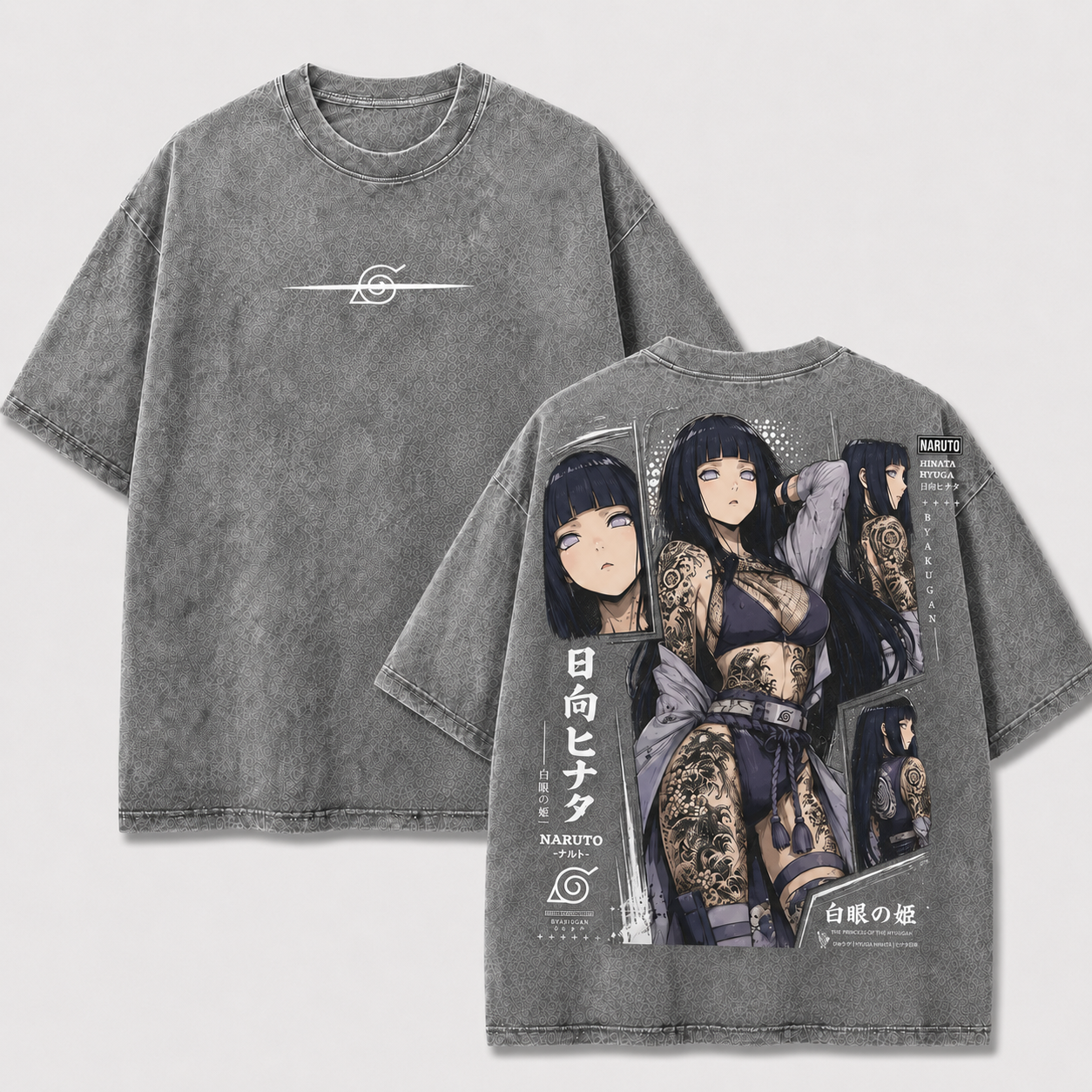Hinata Hyuga Vintage Washed Cotton Anime Shirt, Naruto Manga Tee Mineral Wash T-Shirt, Vintage Inspired, Anime Gift Tee, Y2K Shirt