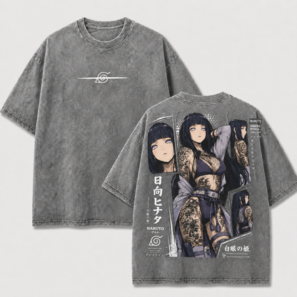 Hinata Hyuga Vintage Washed Cotton Anime Shirt, Naruto Manga Tee Mineral Wash T-Shirt, Vintage Inspired, Anime Gift Tee, Y2K Shirt