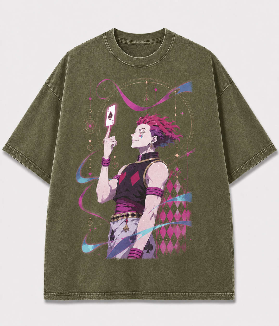 Oversized Card Trickster Graphic Tee – Mystic Print Top