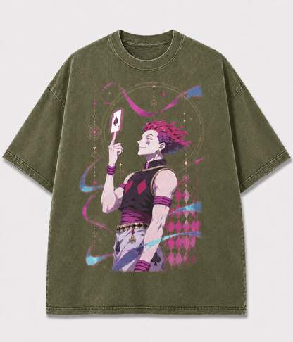 Oversized Card Trickster Graphic Tee – Mystic Print Top