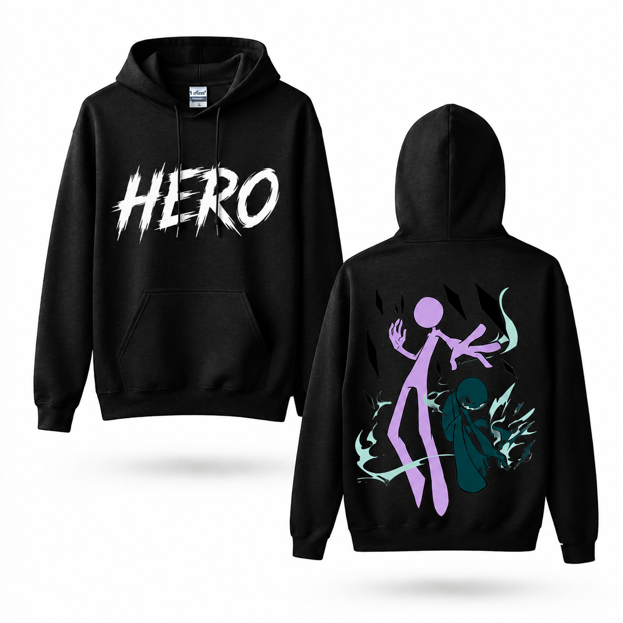 Oversized Streetwear Graphic Hoodie – Minimalist Duo Silhouette Print