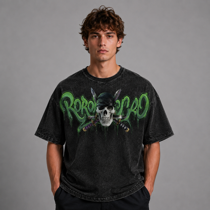 Oversized Graphic Print T-Shirt – Skull Swordsman Streetwear Tee