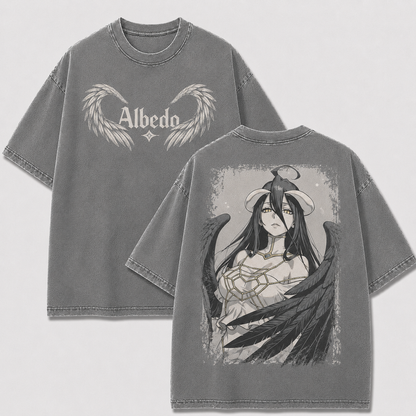 Monochrome Winged Dark Guardian Vintage Washed Graphic Tee
