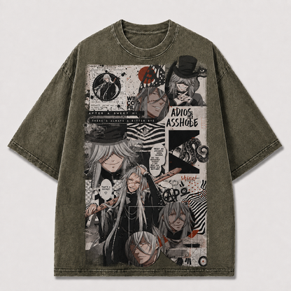 Oversized Gothic Collage Graphic Tee – Comic Panel Print Top