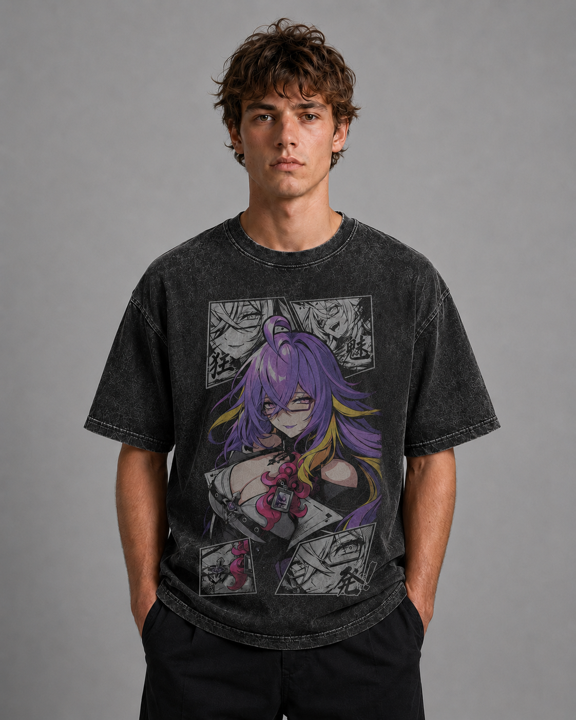 Oversized Graphic Print T-Shirt – Ombre Waifu Streetwear Tee