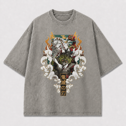 Ornate and Illustration of Two Fierce Oversized Graphic Tee