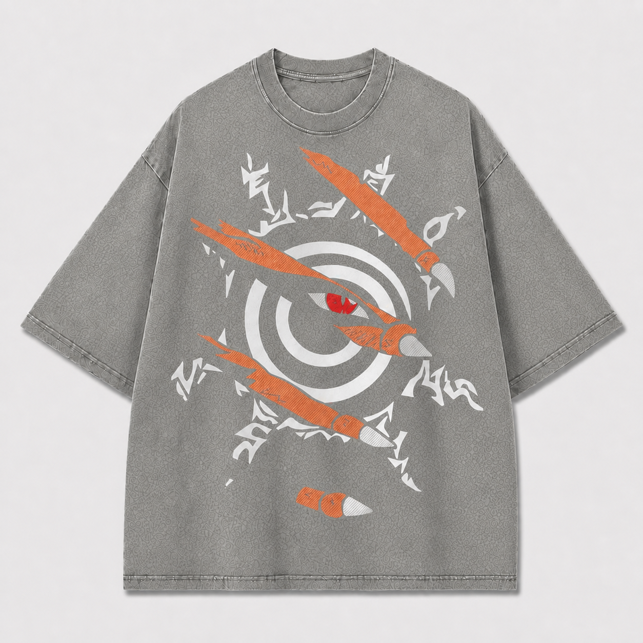 Minimal and Spiral Eye Graphic Slashed By Oversized Graphic Tee