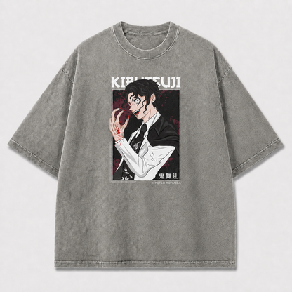 Dark-haired Supernatural Gentleman Portrait with Oversized Graphic Tee