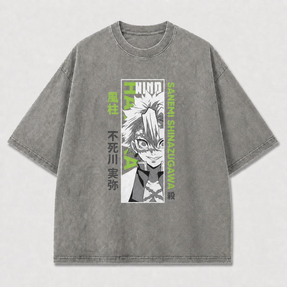 And Close Portrait of a Scarred White-haired Oversized Graphic Tee